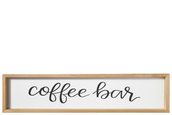 Wood Rectangle Wall Decor With Cursive Writing "Coffee Bar" Painted Finish White (Pack Of 6) 17126 By Urban Trends