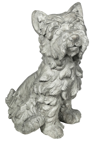 Fiberstone Nowwich Terrier Dog Figurine In Sitting Position Distressed Finish Gray (Pack Of 2) 23482 By Urban Trends