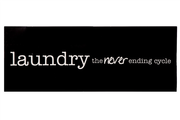 Wood Rectangle Wall Art With "Laundry The Never Ending Cycle" Writing Design Painted Finish Black (Pack Of 3) 26761 By Urban Trends