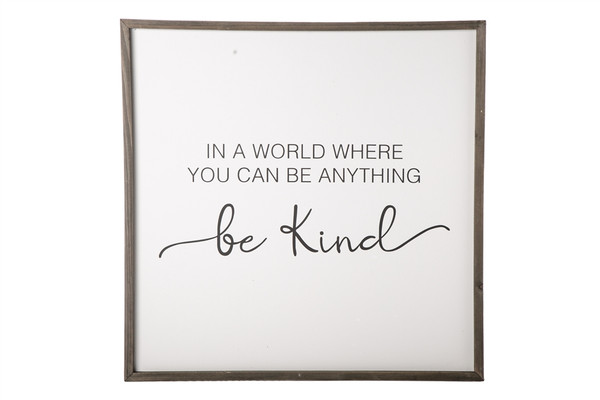 Wood Rectangle Paper Printed Wall Art With "Be Kind" Writing Design Design Smooth Finish White (Pack Of 4) 26795 By Urban Trends