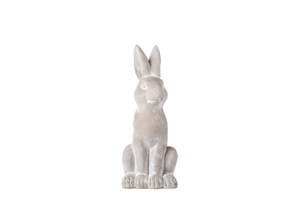 Cement Sitting Bunny Figurine Washed Concrete Finish Gray (Pack Of 4) 28211 By Urban Trends
