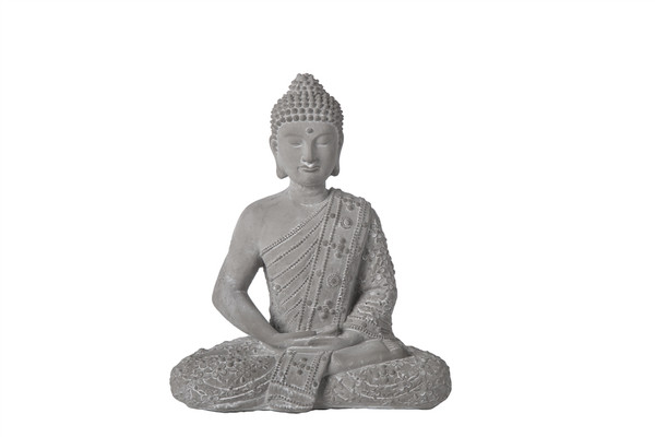 Cement Meditating Buddha Figurine In Dhyana Mudra Position Wearing Shoulder Sash Washed Concrete Finish Gray (Pack Of 4) 28229 By Urban Trends