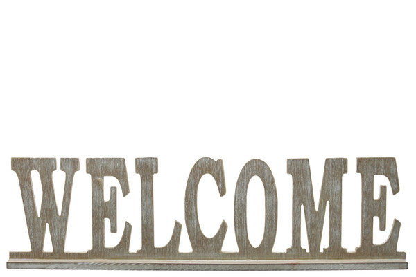 Wood Alphabet Decor "Welcome" On Base Washed Finish Beige (Pack Of 6) 32366 By Urban Trends
