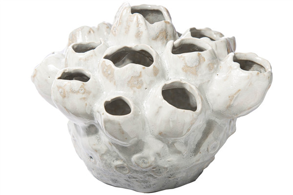 Ceramic Cluster Organic Vases With Banded Tapered Bottom Distressed Finish Ivory (Pack Of 4) 32679 By Urban Trends