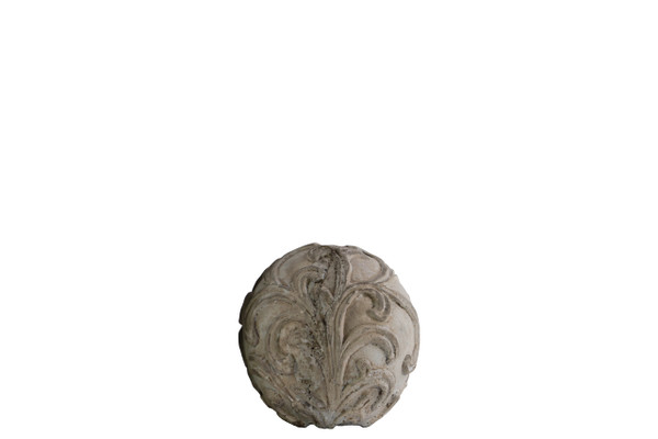 Cement Ornamental Sphere With Embossed Swirl Design Sm Washed Finish Gray (Pack Of 4) 35716 By Urban Trends