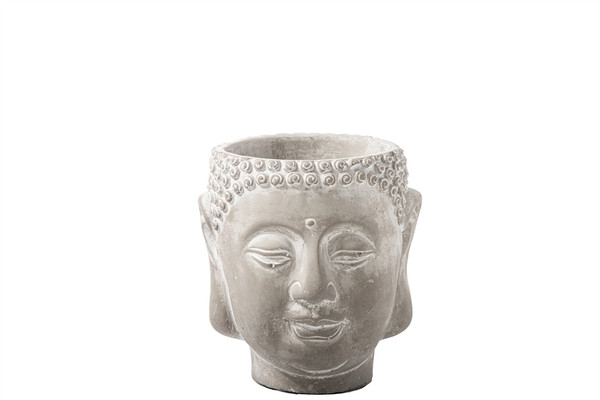 Cement Lady Buddha Head Pot Sm Washed Concrete Finish Gray (Pack Of 6) 41539 By Urban Trends