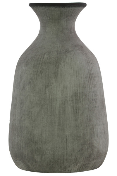 Terracotta Round Flower Vase With Narrow Mouth, And Trumpet And Short Neck Washed Concrete Finish Washed Gray (Pack Of 2) 70956 By Urban Trends