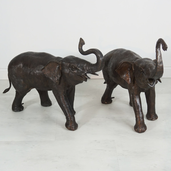 A4785AC Vintage Bronze Elephants Trunk Up Pair Ac