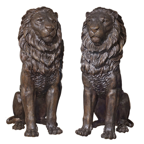 A5975 Vintage Large Bronze Lions Sold As Pair