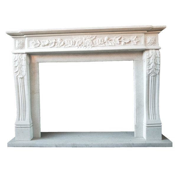 J19104 Vintage White Marble Fireplace