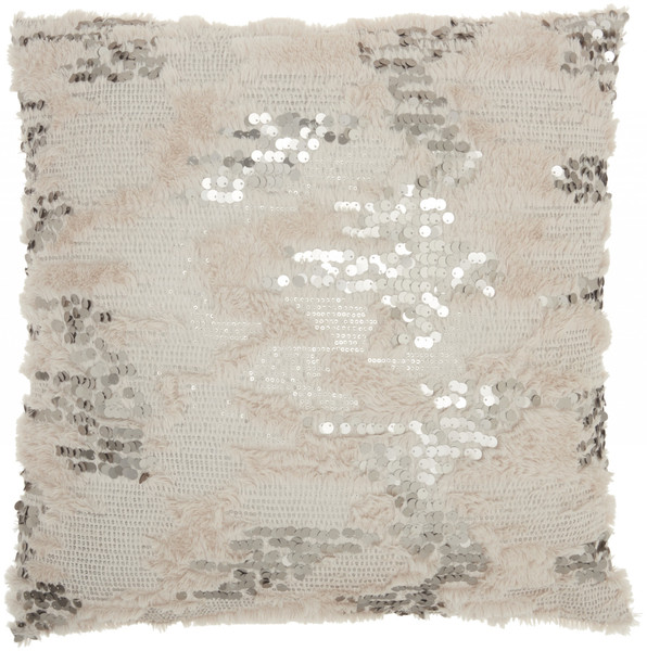Sequined Beige Accent Throw Pillow 386437 By Homeroots