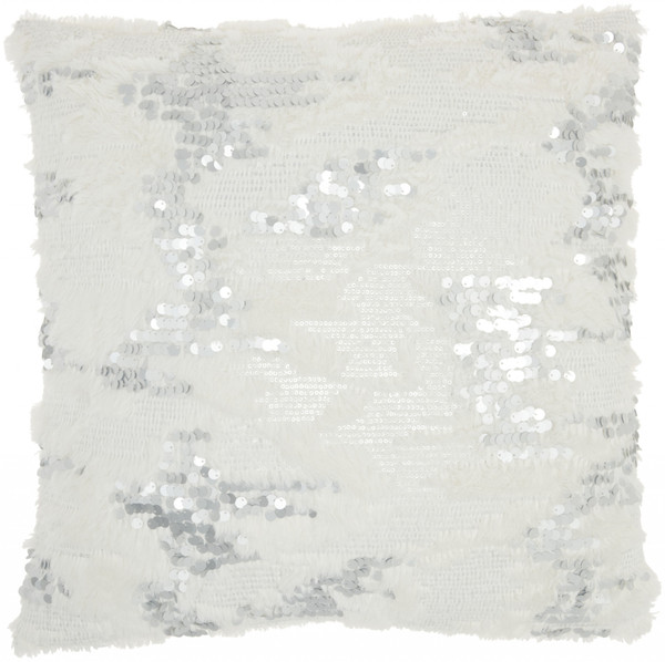 Sequined White Accent Throw Pillow 386443 By Homeroots