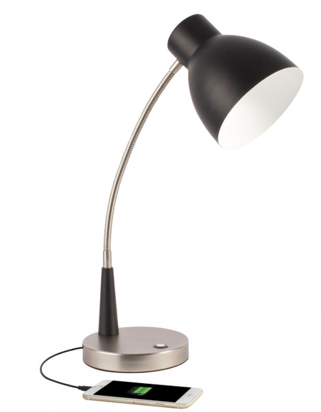 Black Matte And Silver Led Adjustable Desk Lamp 402193 By Homeroots