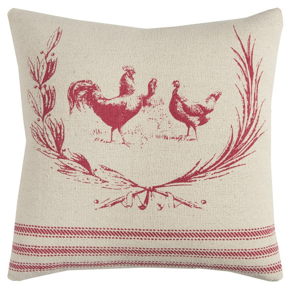 Red Distressed Farmhouse Throw Pillow 403219 By Homeroots