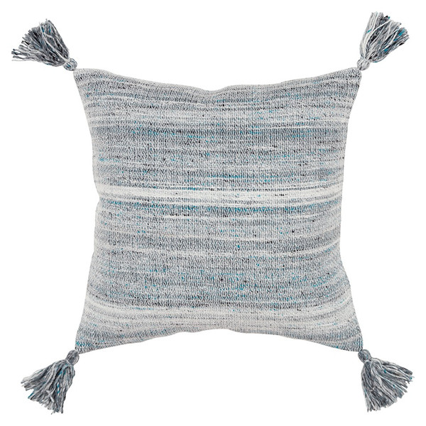 Teal Gray Boho Weave Indoor Outdoor Throw Pillow 403423 By Homeroots