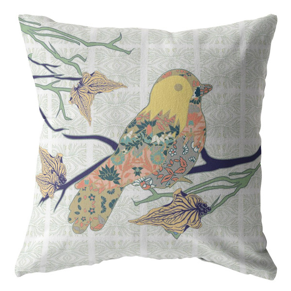 18" Light Green Sparrow Zippered Suede Throw Pillow 410712 By Homeroots