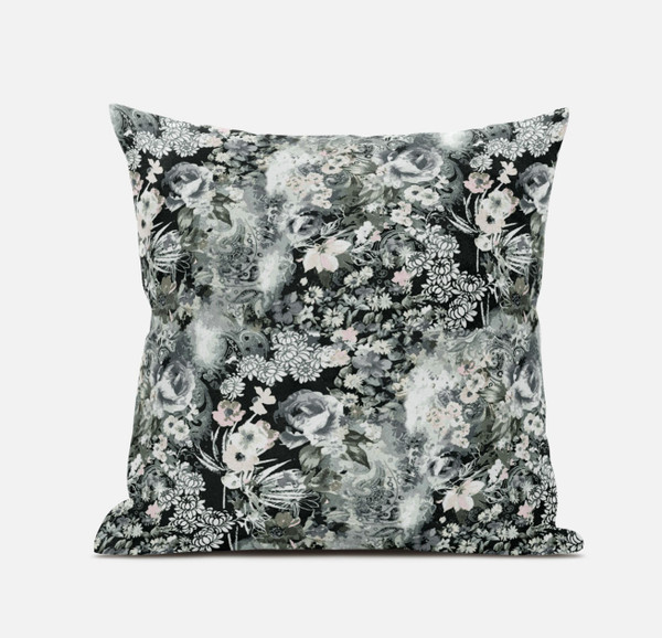 18" Gray White Springtime Zippered Suede Throw Pillow 413652 By Homeroots