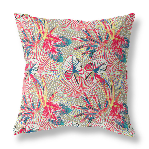 26" Red Gold Tropical Indoor Outdoor Throw Pillow 414178 By Homeroots