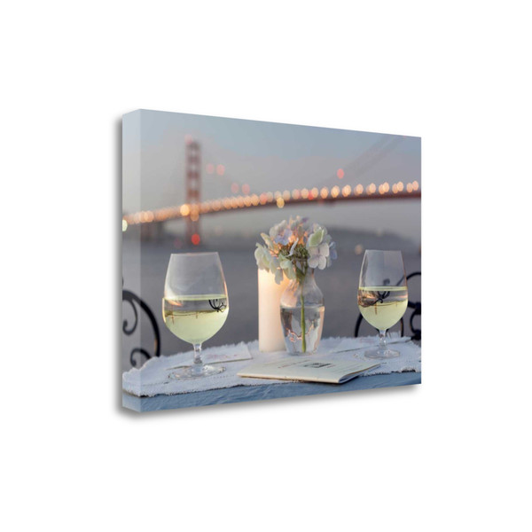 Up Close Romantic Wine Night For Two Golden Gate Bridge 2 Giclee Wrap Canvas Wall Art 437424 By Homeroots