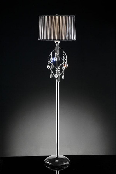 Sleek Silver Black And White Floor Lamp With Crystal Accents 468403 By Homeroots