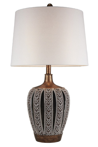 Primo Tall Brown Table Lamp With White Lamp Shade 468651 By Homeroots