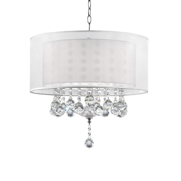 Chic Silver Ceiling Lamp With Crystal Accents And Silver Shade 468875 By Homeroots