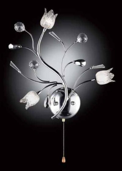 Silver Finish Wall Sconce With Floral Crystal Accents 468883 By Homeroots