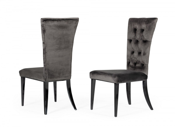 Set Of Two Gray Velvet Modern Dining Chairs 472176 By Homeroots