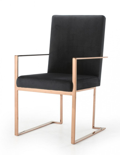 Black Rosegold Velvet Dining Chair 472180 By Homeroots