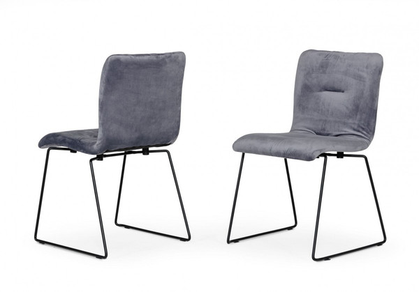 Set Of Two Gray Velvet Dining Chairs 472209 By Homeroots
