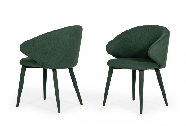 Set Of Two Green Fabric Wrapped Dining Chairs 472234 By Homeroots