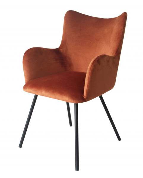 Rust Orange Curvy Velvet And Black Modern Dining Chair 472244 By Homeroots