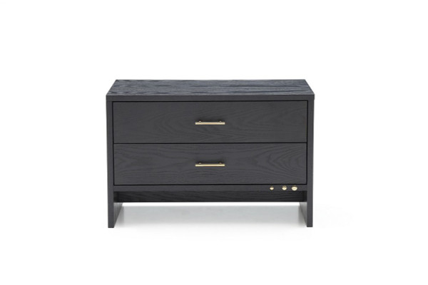 Modern Dark Gray Ash Nightstand With Two Drawers 473013 By Homeroots