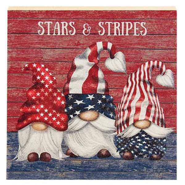 CWI Gifts G08827 Stars & Stripes Gnome Trio Block