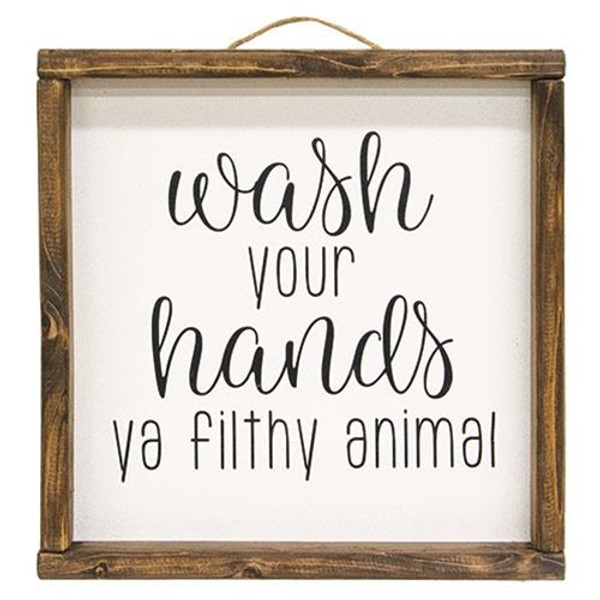 CWI Gifts G121204 Wash Your Hands Ya Filthy Animal Framed Sign