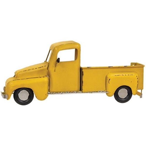 *Yellow Distressed Metal Wall Truck G20DN073Y By CWI Gifts