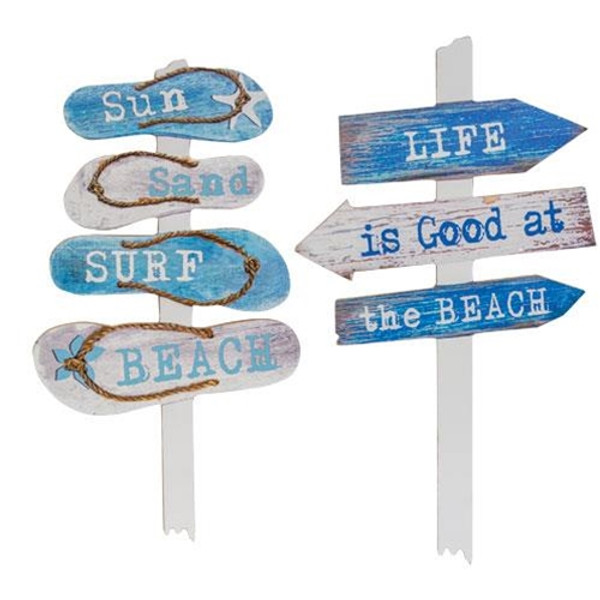 *Nautical Yard Stake 2 Asstd. (Pack Of 2) G2633860 By CWI Gifts