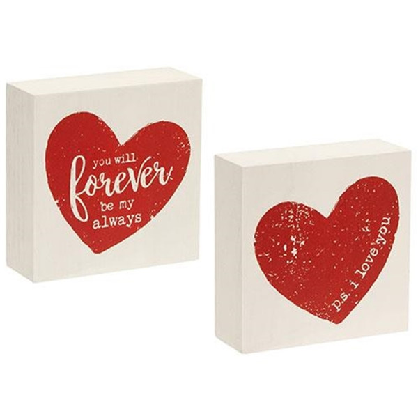 CWI Gifts G35920 I Love You Red Heart Block 2 Asstd. (Pack Of 2)