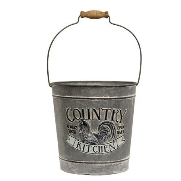 *Country Kitchen Galvanized Metal Bucket G60391 By CWI Gifts