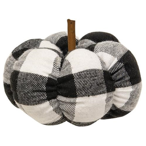 Black & White Buffalo Check Stuffed Pumpkin 4" GCS38231 By CWI Gifts