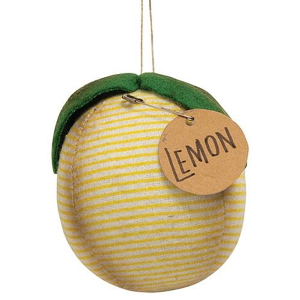 *Striped Fabric Primitive Lemon Ornament GCS38333 By CWI Gifts