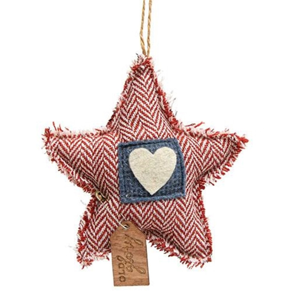 Striped Fringe Olde Glory Star Ornament GCS38400 By CWI Gifts