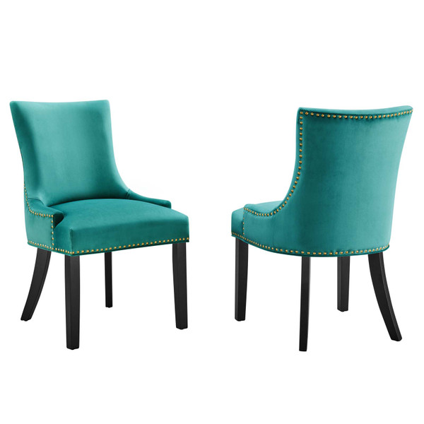Modway Marquis Performance Velvet Dining Chairs - Set Of 2 - Teal EEI-5010-TEA