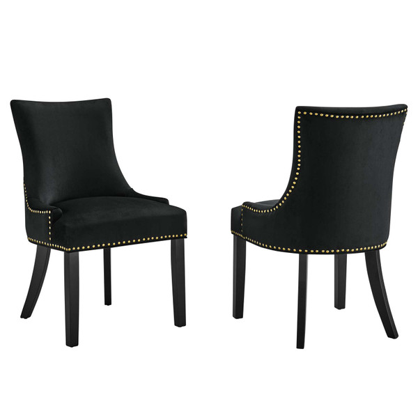 Modway Marquis Performance Velvet Dining Chairs - Set Of 2 - Black EEI-5010-BLK