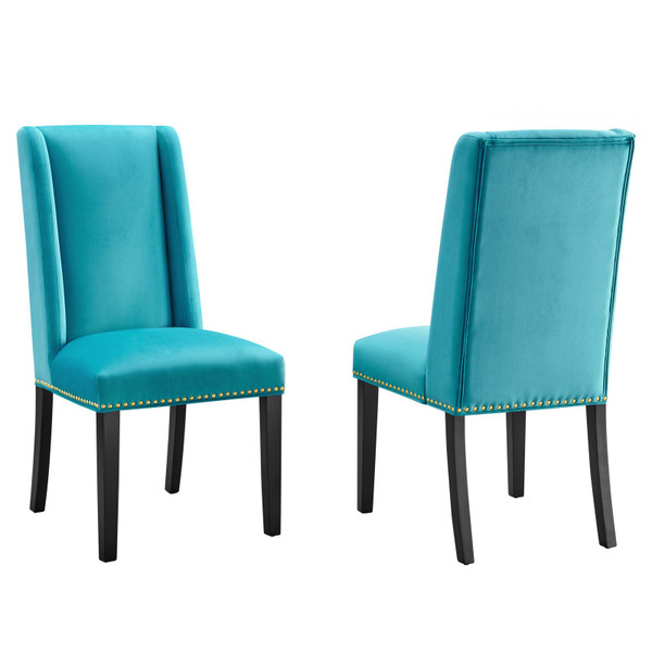 Modway Baron Performance Velvet Dining Chairs - Set Of 2 - Blue EEI-5012-BLU