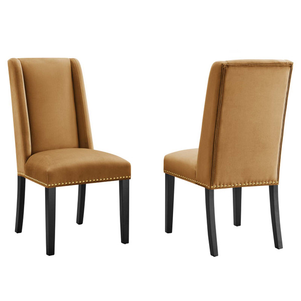 Modway Baron Performance Velvet Dining Chairs - Set Of 2 - Cognac EEI-5012-COG