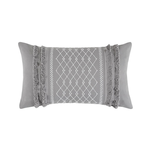 Bea Embroidered Cotton Oblong Pillow With Tassels By Ink+Ivy II30-1209
