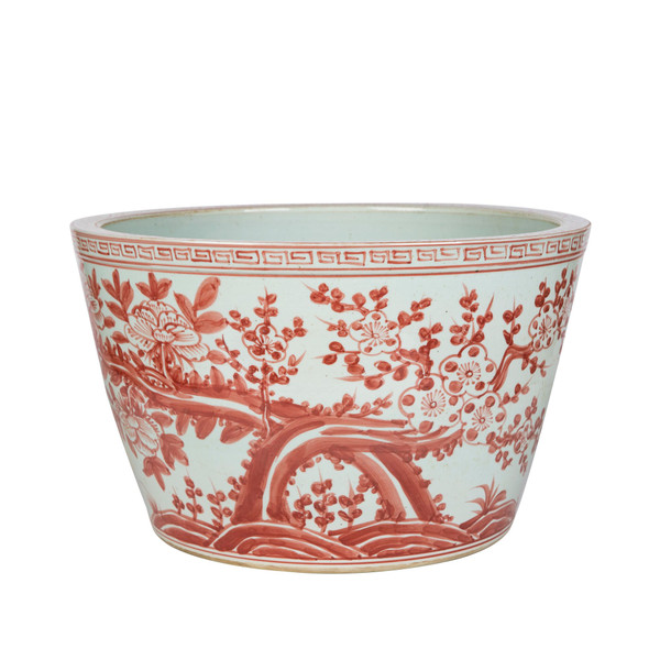 Coral Red Peony Basin Planter 1497R