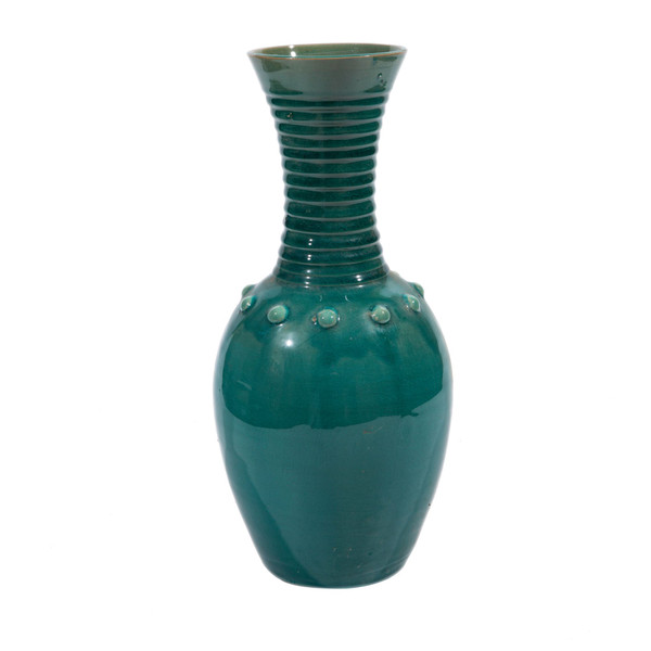 Vintage Green Long Neck Ring Vase 2105