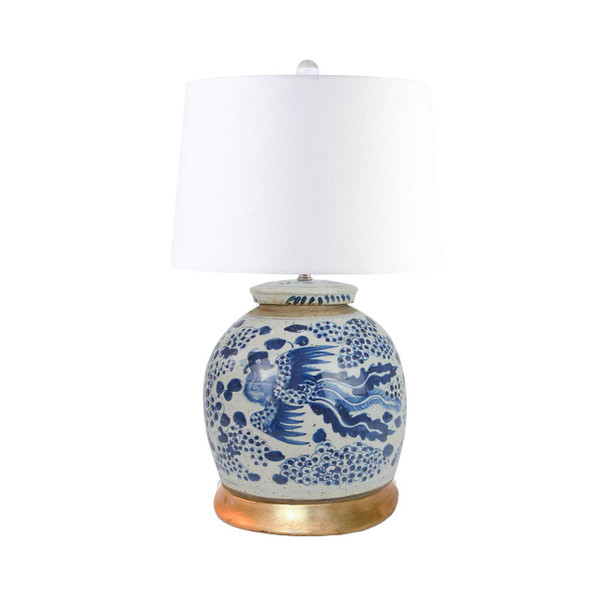 Vintage Ming Jar Phoenix Lamp Gold Leaf Base L1217B-LG
